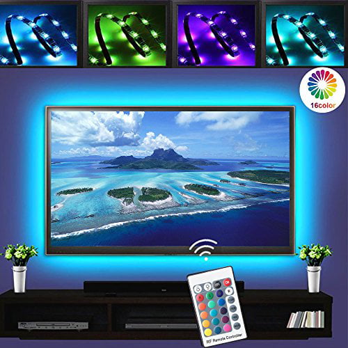 16 Colors and 4 Dynamic Modes LED TV Backlights led for HDTV,PC Monitor and Home Theater RGB LED Strip Lights 1M/3.3ft USB Powered Bias Lighting Kits LED Strip Lights with RF Remote Controller 